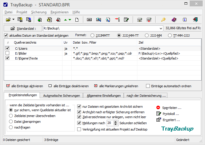 TrayBackup Screenshot